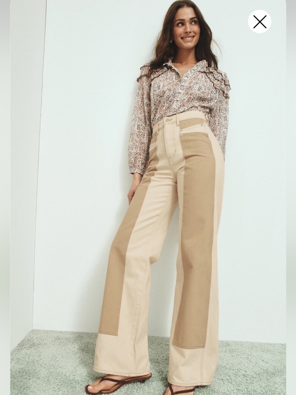 Veronica Beard Taylor High Rise Wide Leg Paneled Jeans